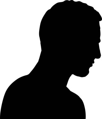 Beyaz arkaplan ve vektör illüstrasyonlu insan profilinin silueti