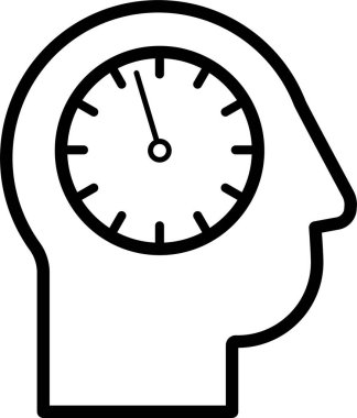 Beyin saati simgesi, basit vektör çizimi