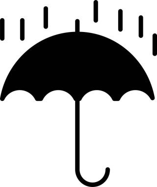 şemsiye siyah simgesi, beyaz arkaplanda vektör illüstrasyonu 