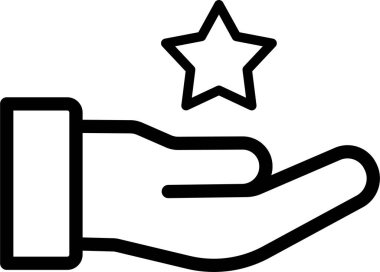 Yıldız simgesi ile el, vektör illüstrasyonu