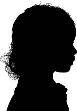 Beyaz arka planda izole edilmiş siyah kız silueti, vektör silueti 