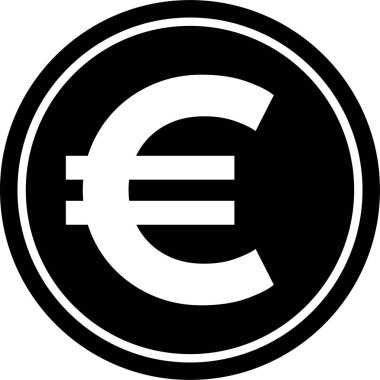 Siyah çember içinde Avro para birimi sembolü kalın