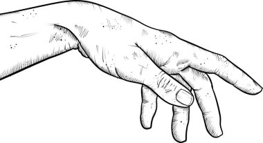 Çillerle aşağıya uzanan çizilmiş insan eli