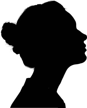 Beyaz arkaplandaki siluet kadının vektörü.