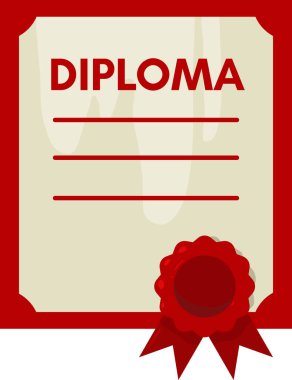 mezuniyet kırmızı pul diploması, basit vektör illüstrasyonu