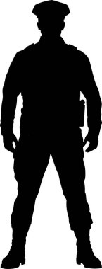 Polis memuru silueti, vektör illüstrasyon