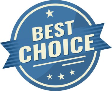 En iyi seçenek mavi rozet. vektör illüstrasyonu