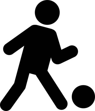 Topu olan bir adamın silueti, futbolcu, vektör illüstrasyonu 