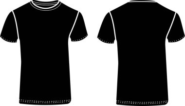 Siyah kısa kollu tişört ön ve arka görünüm