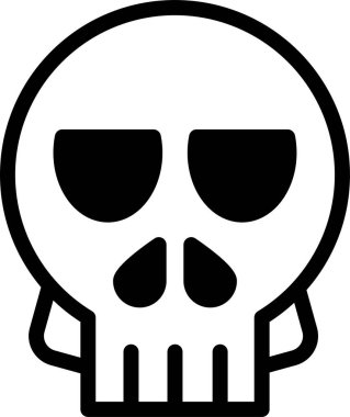 İnsan kafatası düz simgesi, vektör illüstrasyonu