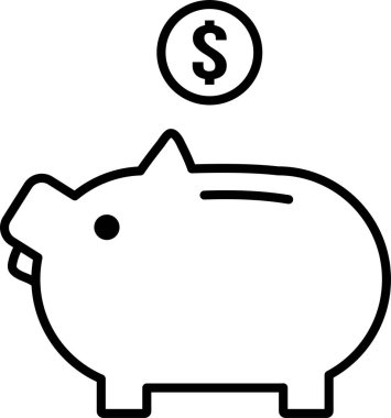 Piggy Bank web simgesi basit vektör illüstrasyonu