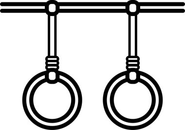 Yatay çubuktan sarkan siyah jimnastik yüzükleri