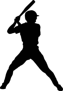 Beyaz arkaplanda beyzbol oyuncusu siluetinin vektör çizimi 