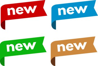 Beyaz arkaplanda yeni etiketler ayarlandı