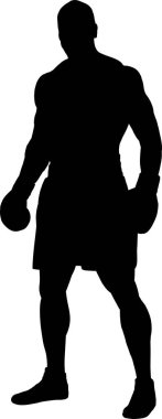 Siyah spor üniformalı bir adamın silüeti, vektör çizimi