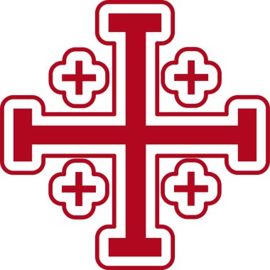 Kırmızı Kudüs haç sembolü dört küçük haç içeriyor.