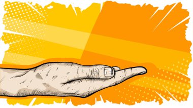 Parlak turuncu arka planda açık el hareketi