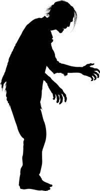 Canavar silueti, zombi adam simgesi, vektör illüstrasyonu