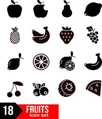 Meyve Icons set, vektör çizim