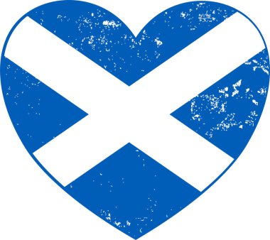 İskoçya tasarımı, vektör illüstrasyonlu aşk kalbi