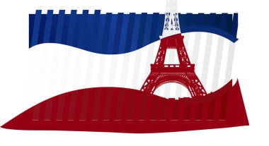 Eyfel Kulesi Fransa 'nın ulusal bayrağı, vektör illüstrasyonu