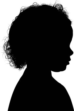 Beyaz arka planda izole edilmiş siyah kız silueti, vektör silueti 