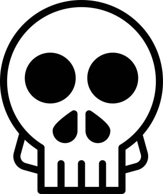 İnsan kafatası düz simgesi, vektör illüstrasyonu