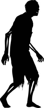 Canavar silueti, zombi adam simgesi, vektör illüstrasyonu