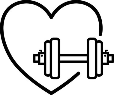 Spor salonunun halter simgesini çevreleyen basit kalp çizgisi
