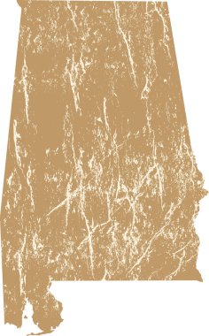 Alabama eyaletinin yıpranmış grunge haritası, coğrafya, vektör illüstrasyonu
