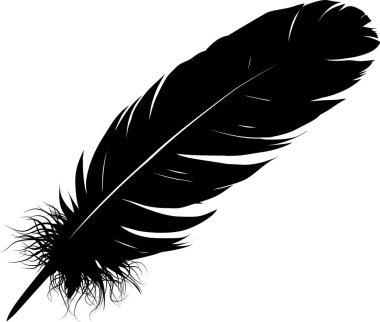 Detaylı dikenli siyah tüy silueti