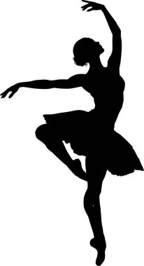 Dansçı Kadın 'ın Vektör Silueti. Balerin Simgesi 