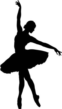 Dansçı Kadın 'ın Vektör Silueti. Balerin Simgesi 
