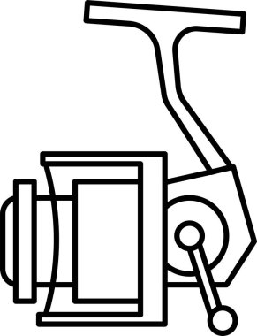 Çizilmiş balık makarası sapını ve makarasını gösteriyor.