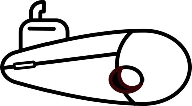 Periskop ve gövdeyi gösteren basit bir denizaltı çizimi.