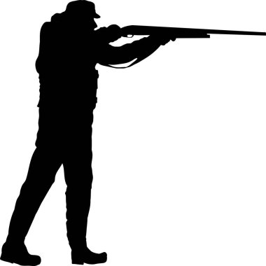 Tüfekli bir adamın silueti. vektör illüstrasyonu