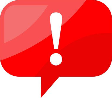 Kırmızı konuşma balonu beyaz ünlem işareti gösteriyor