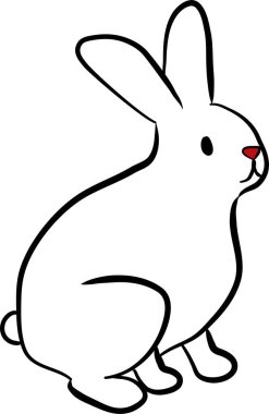 Tatlı çizgi film tavşanı, beyaz arka planda vektör çizimi..