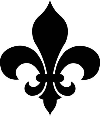 Beyaz arkaplanda siyah fleur de lis sembolü
