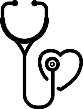 stetoskop tıbbi simge ve kalp, vektör illüstrasyonu