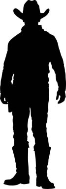 Beyaz arka planda kovboyun silueti, vektör illüstrasyonu