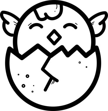 Kırık yumurta kabuğundan çıkan sevimli çizgi film pilici.