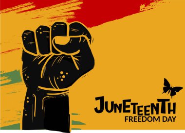 Özgürlük Günü afişi 19 Haziran bayramını kutluyor, ABD 'de köleliğin sona ermesi, vektör illüstrasyonu