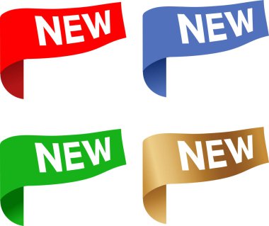 Renkli Yeni etiketlerin vektör kümesi