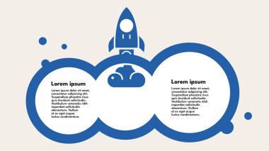 Roket fırlatma bilgi şablonu, vektör illüstrasyonu