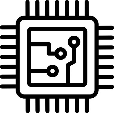 Devre çizgilerini gösteren siyah çizgili mikroçip simgesi