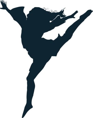 Kadın dansçı silueti, vektör çizimi.