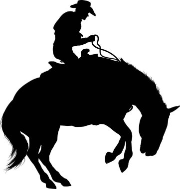 Beyaz arka planda bir kovboyun vektör silueti