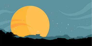 Ay ve bulutların vektör çizimi