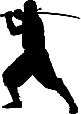 Ninja savaşçı çizimi silueti